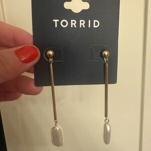 Torrid Gold and Faux Pearl Dangle Earrings